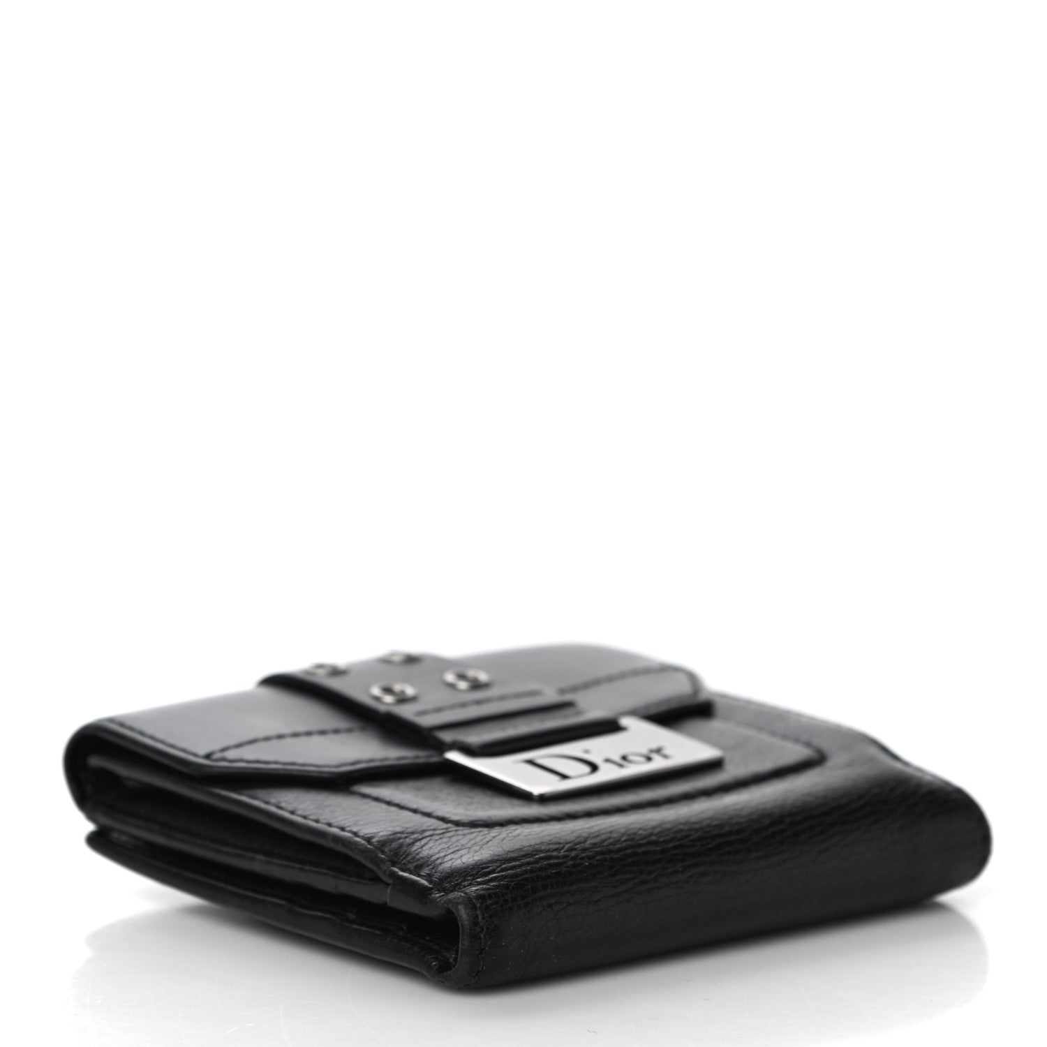 Christian Dior Calfskin Street Chic Compact Flap Wallet Black 4 of 12