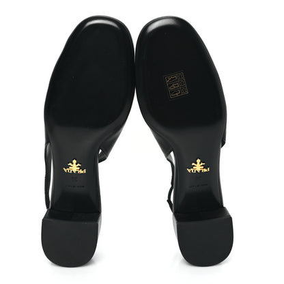 Prada Nappa Triangle Bow 45mm Slingback Pumps 39 Black 5 of 8