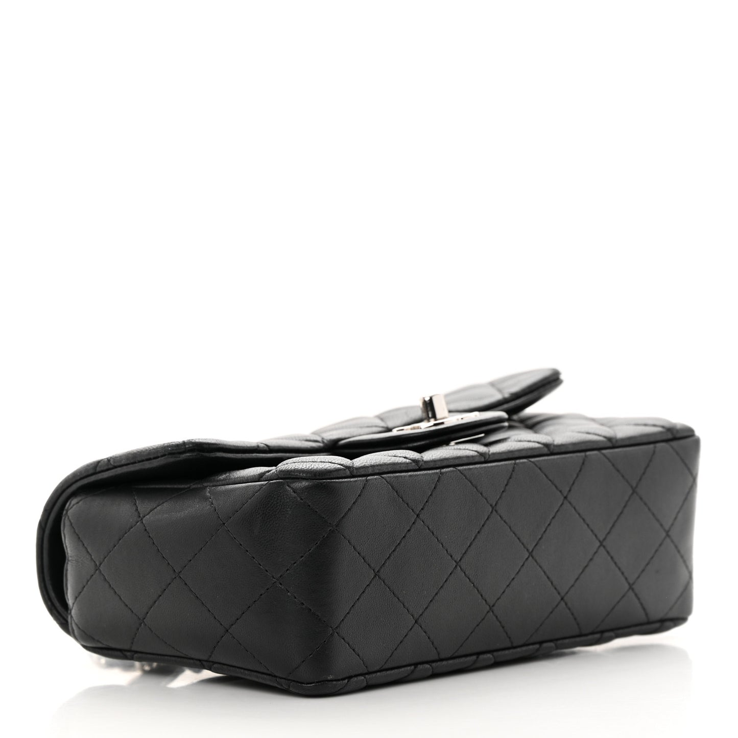 Lambskin Quilted Mini Rectangular Flap Black