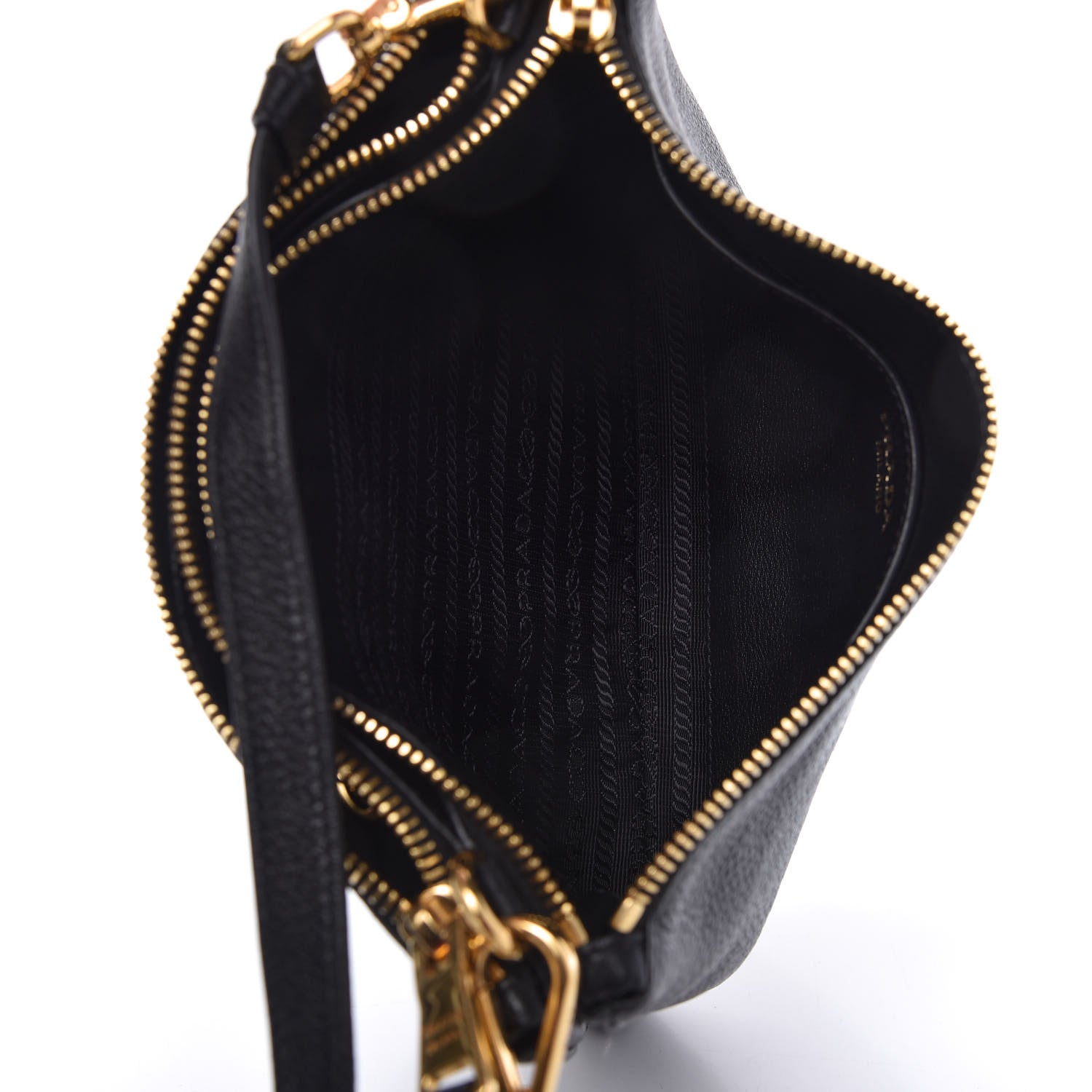 Prada Vitello Daino Double Zip Crossbody Bag Black 5 of 10