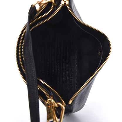 Prada Vitello Daino Double Zip Crossbody Bag Black 5 of 10