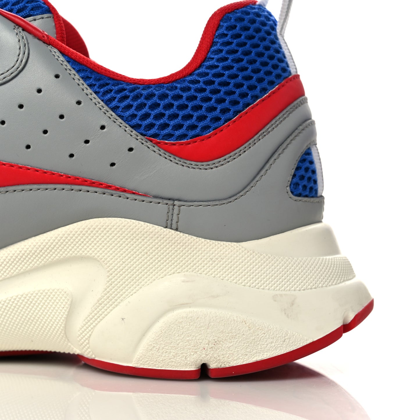 Technical Mesh Calfskin Mens B22 Sneakers 45 Red Blue Grey
