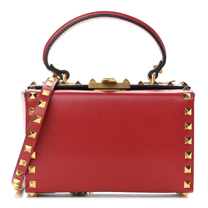 Valentino Garavani Grainy Calfskin Rockstud Alcove Box Top-Handle Bag Rouge Pur 1 of 12