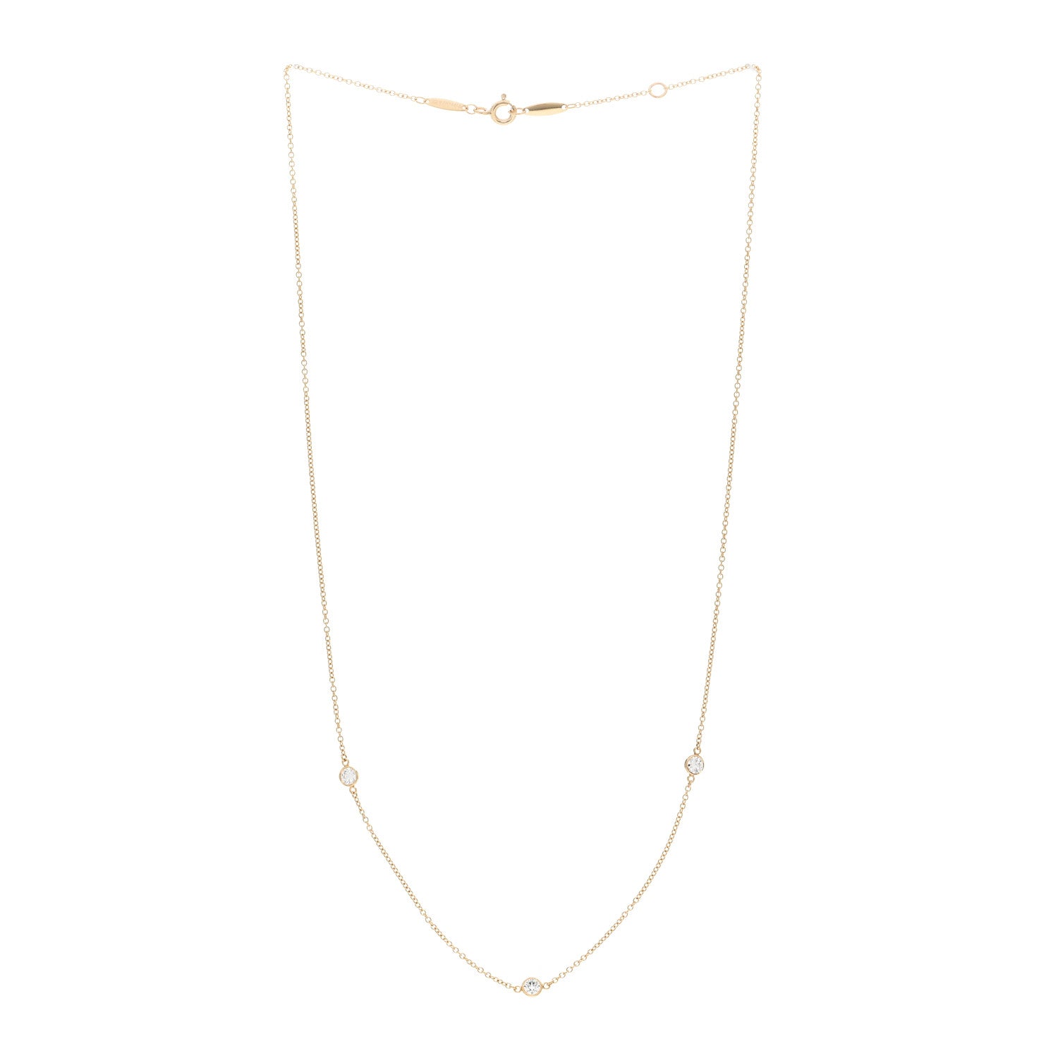 Tiffany 18K Yellow Gold Elsa Peretti Diamonds by the Yard 3 Station Necklace 2 of 5