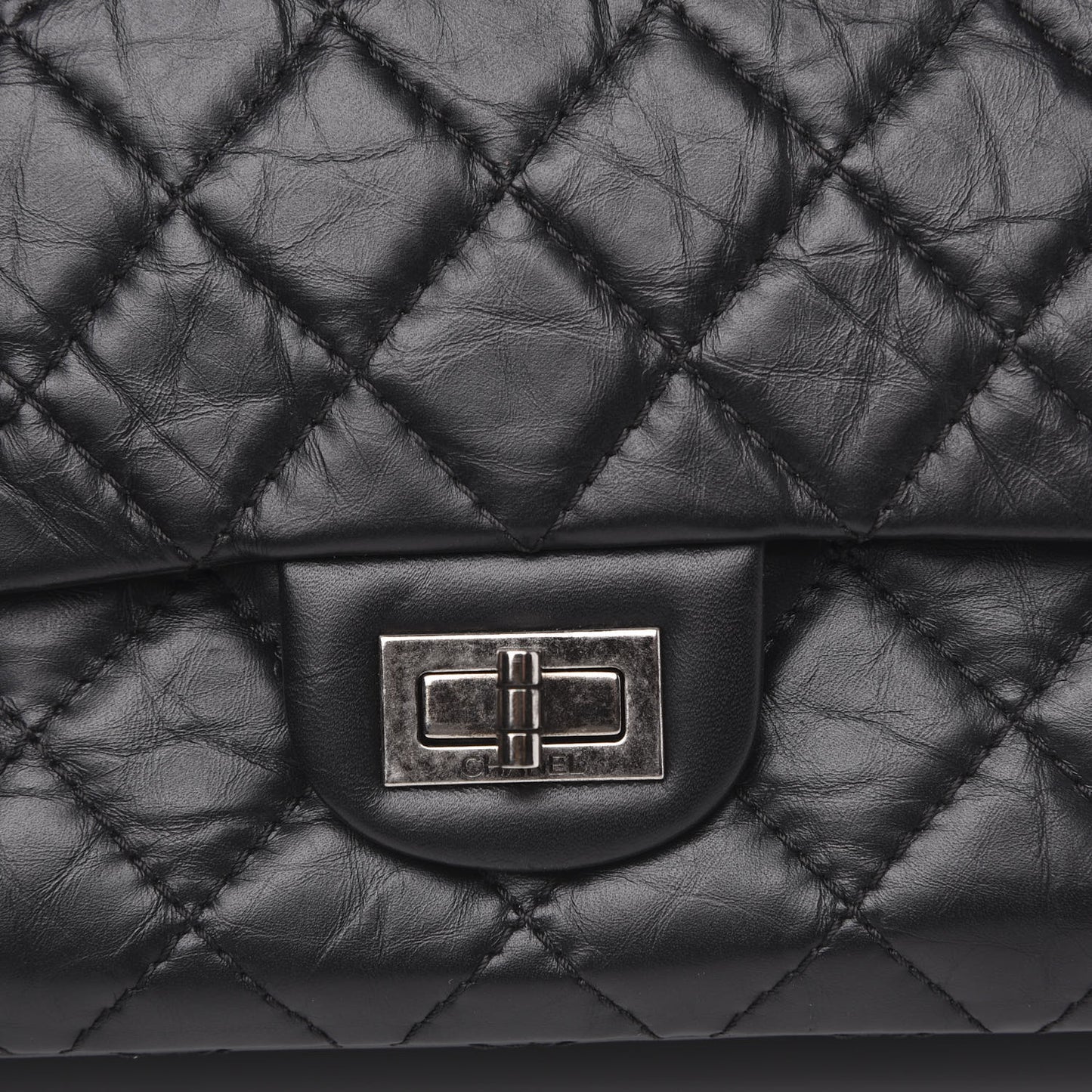Aged Calfskin Quilted 2.55 Reissue 226 Flap Black