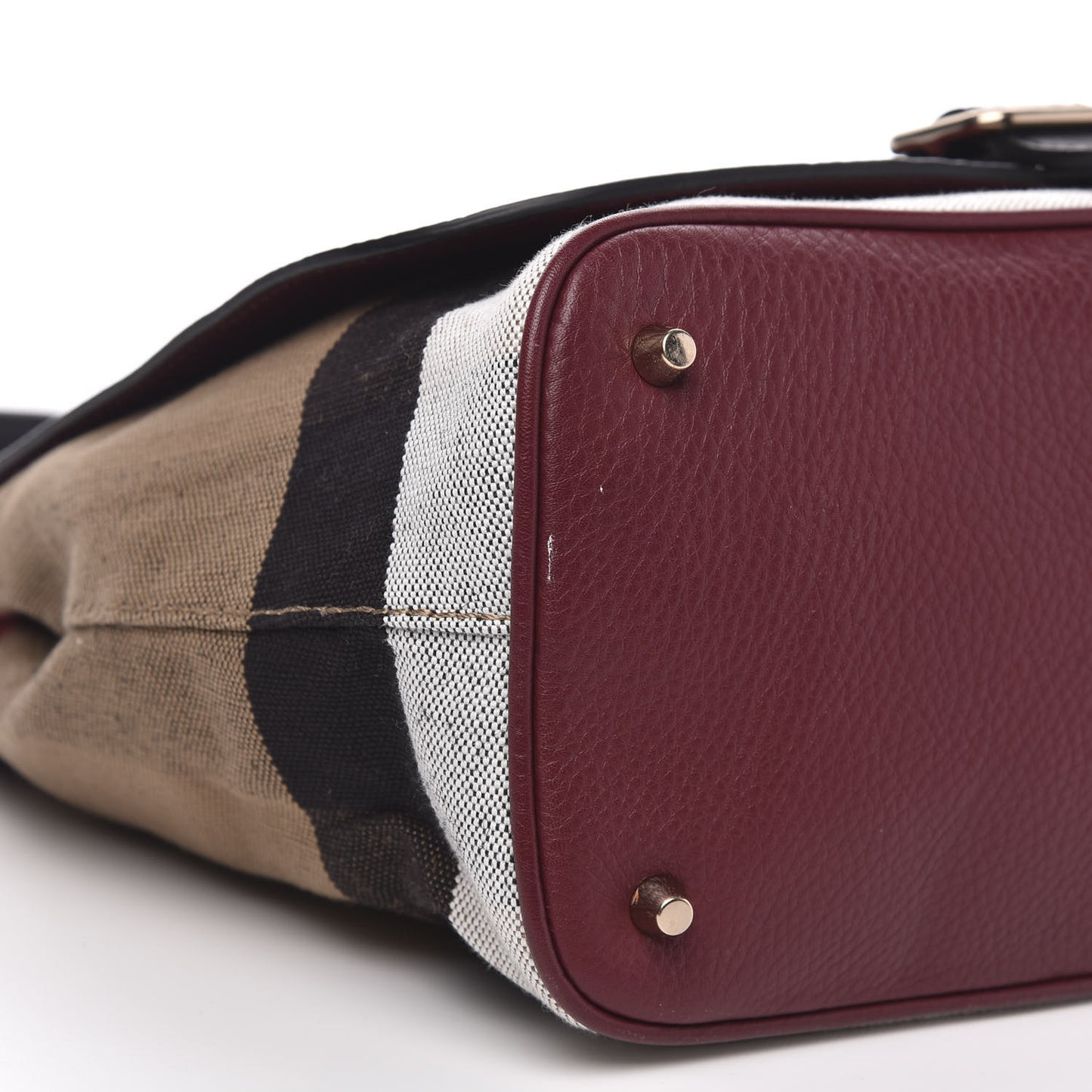 House Check Calfskin Shoulder Bag Mahogany Red