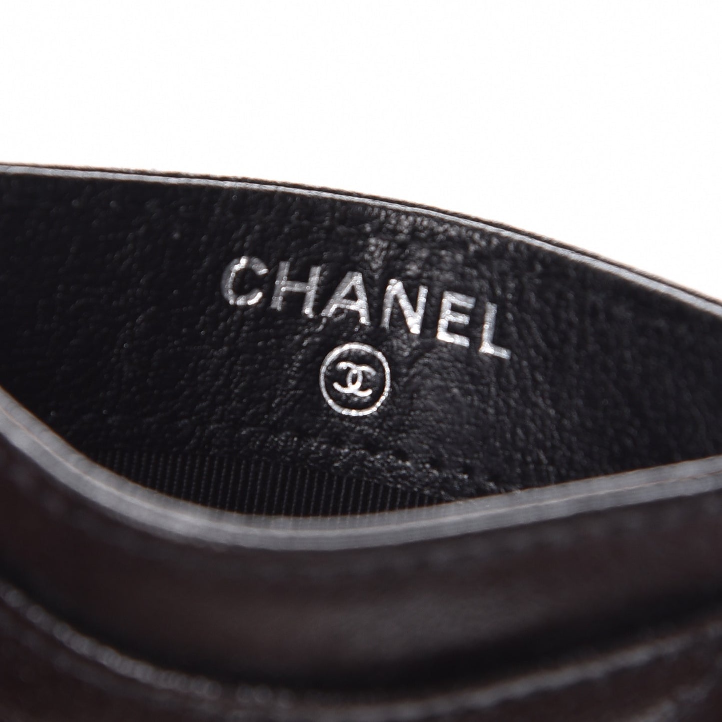 Glazed Calfskin Quilted Card Holder Black