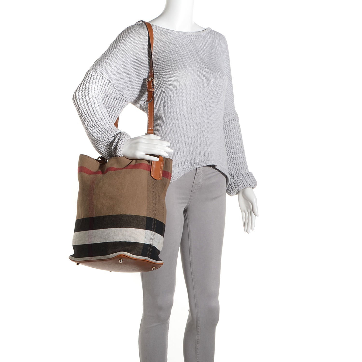 Burberry Canvas Mega Check Medium Susanna Hobo Saddle Brown 2 of 9