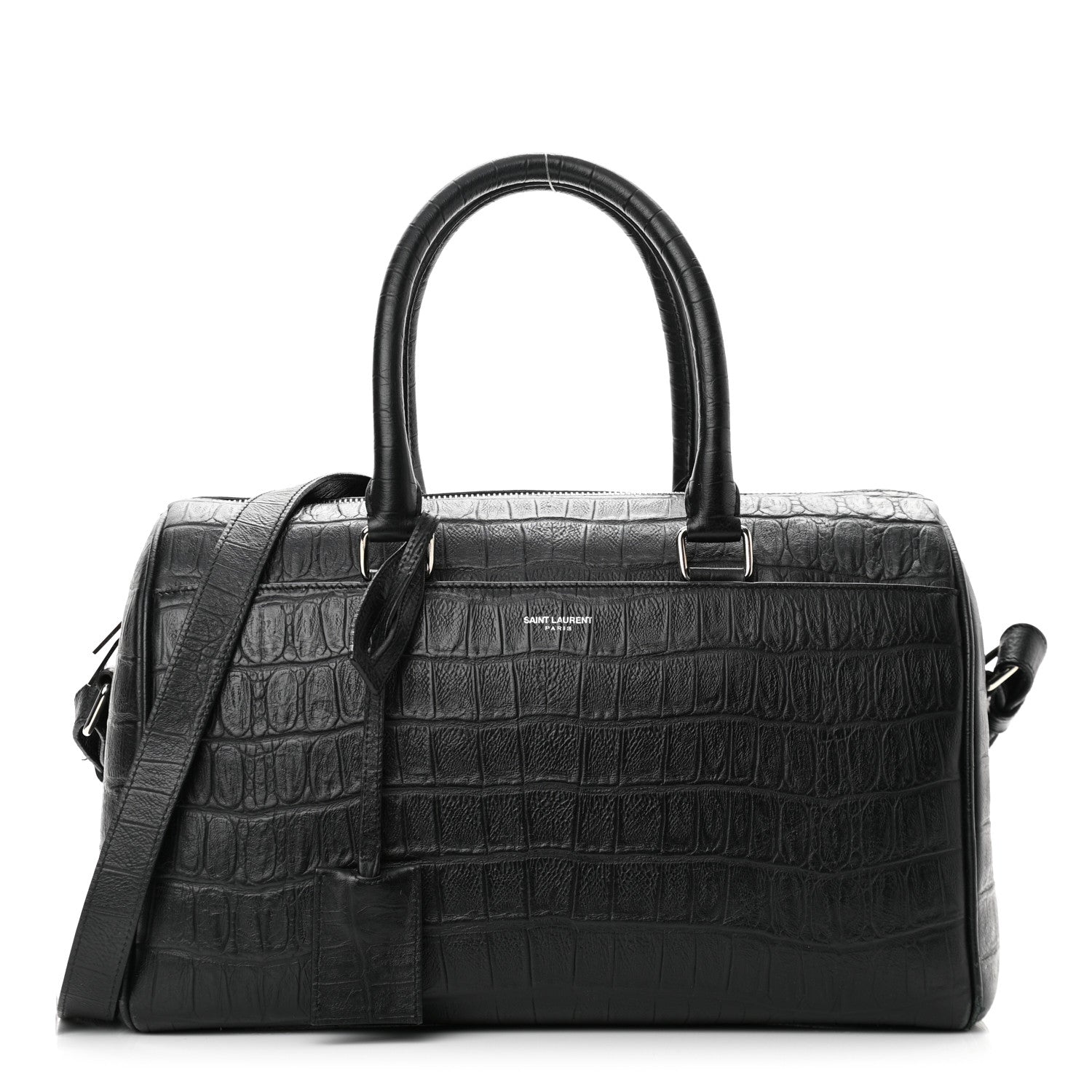 Saint Laurent Calfskin Crocodile Embossed Classic Duffle Bag Black 1 of 11
