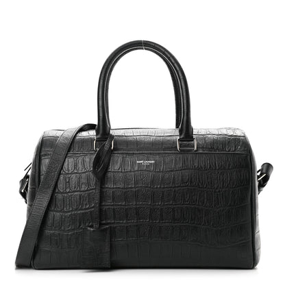 Saint Laurent Calfskin Crocodile Embossed Classic Duffle Bag Black 1 of 11