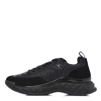 Chanel Nylon Suede Calfskin CC Sneakers 40.5 Black 1 of 9