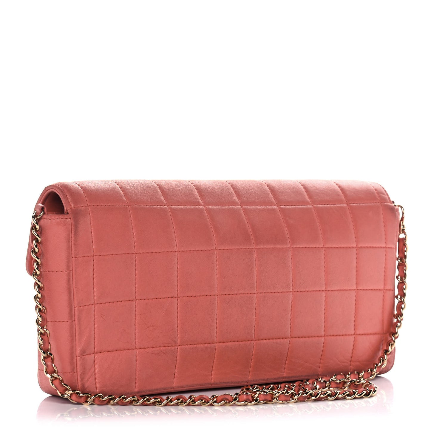 Lambskin East West Chocolate Bar Flap Pink