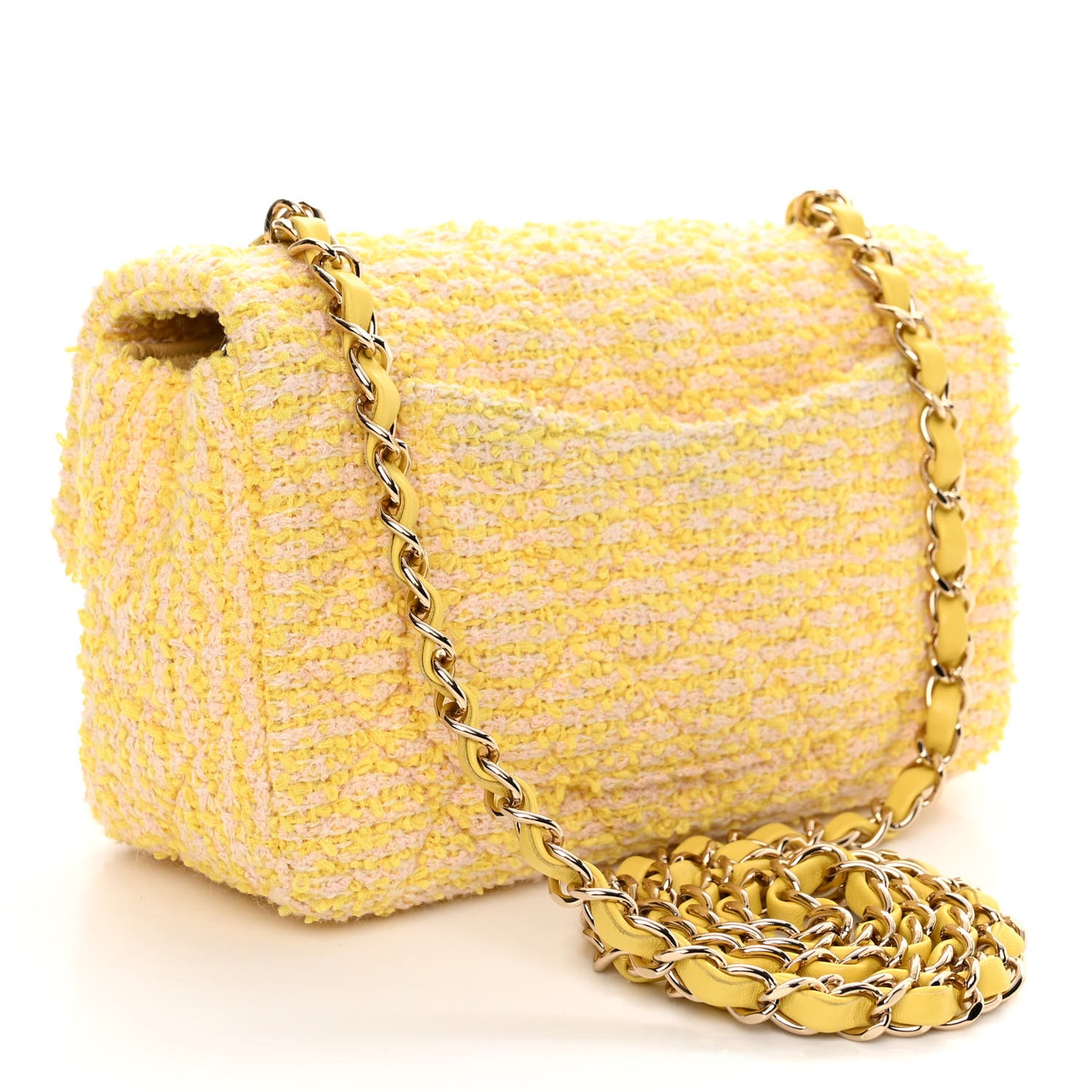 Tweed Quilted Mini Rectangular Flap Yellow Pink