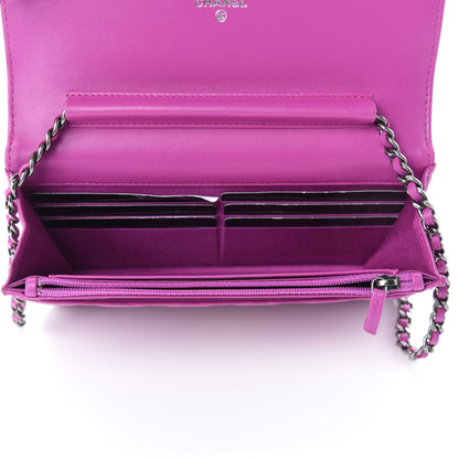 Chanel Lambskin Quilted Boy Wallet On Chain WOC Dark Pink 5 of 12