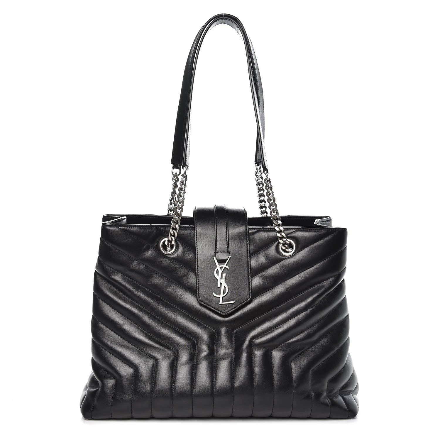 Saint Laurent Calfskin Y Quilted Monogram Large Loulou Shopper Black 1 of 11