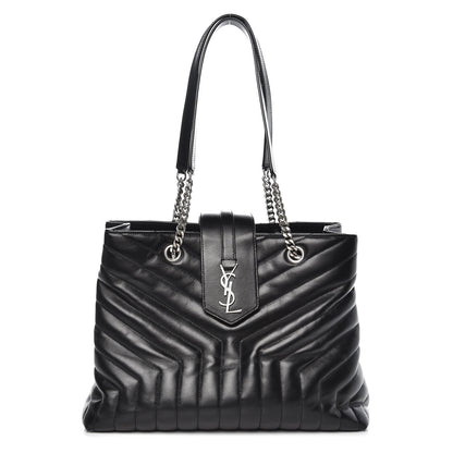 Saint Laurent Calfskin Y Quilted Monogram Large Loulou Shopper Black 1 of 11