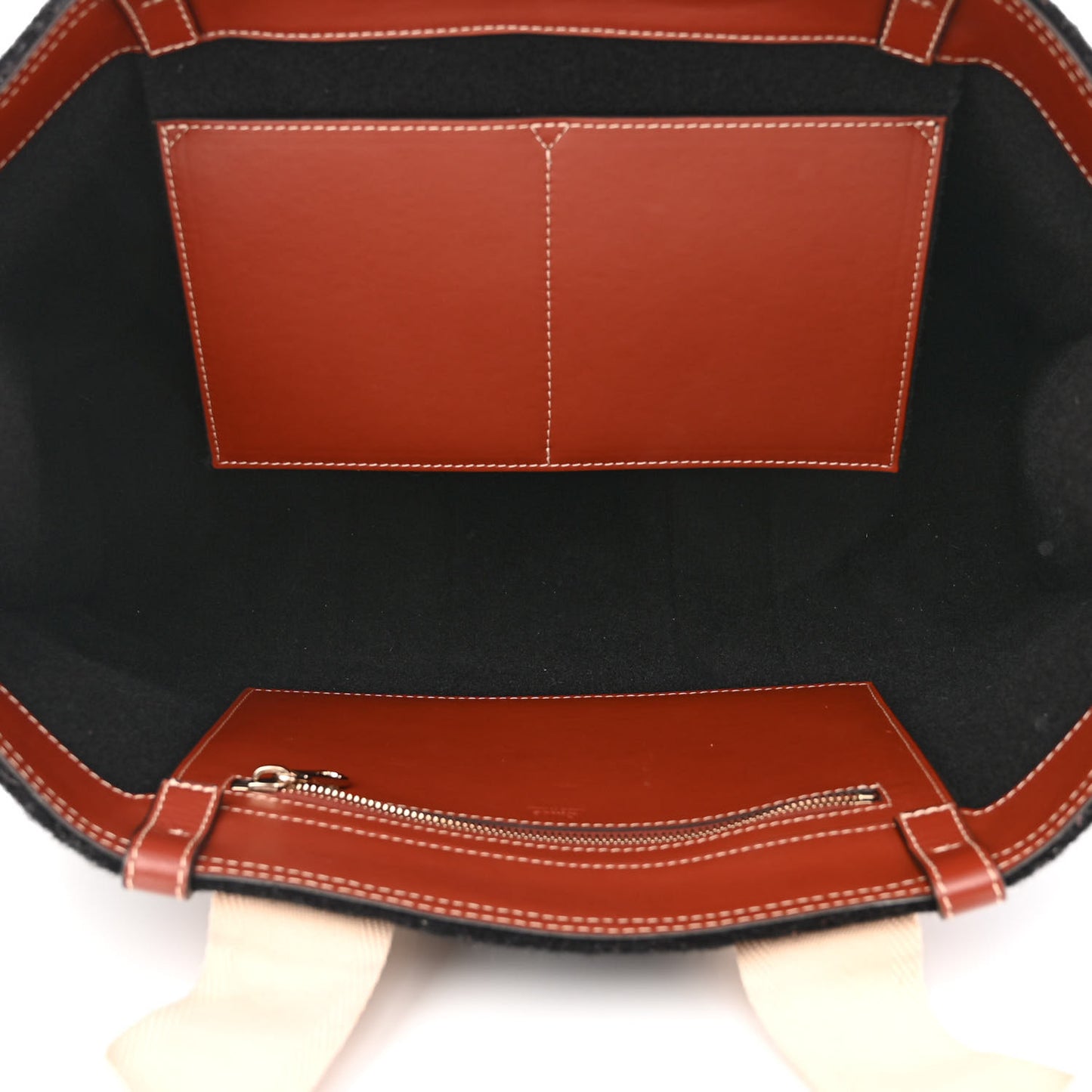 Felt Calfskin Large Woody Ribbon Tote Black