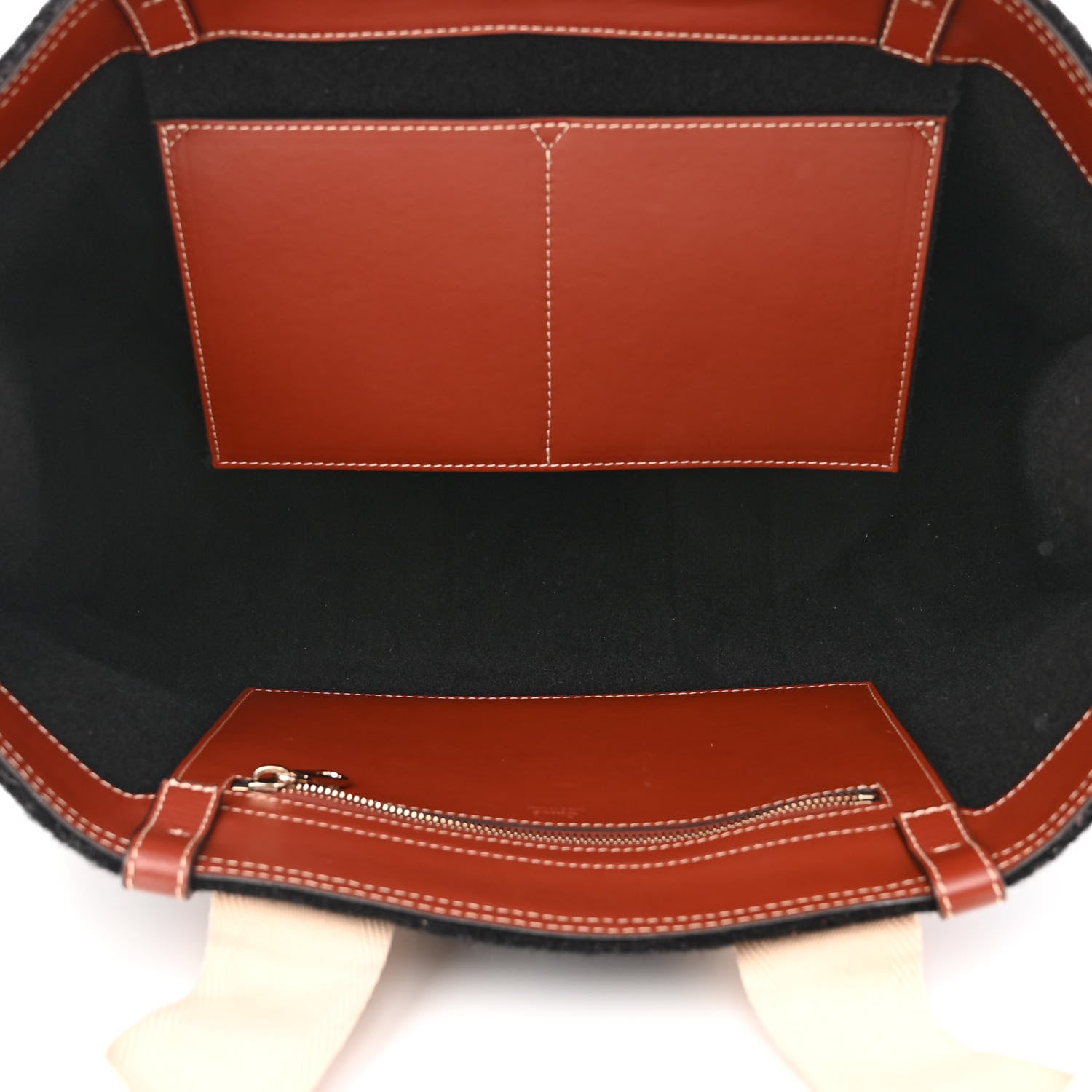 Chloe Felt Calfskin Large Woody Ribbon Tote Black 5 of 13