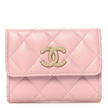 Chanel Caviar Quilted Studded CC Flap Card Holder Light Pink 1 of 10
