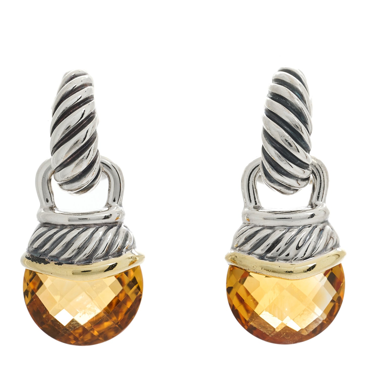 Sterling Silver 14K Yellow Gold Citrine Acorn Earrings