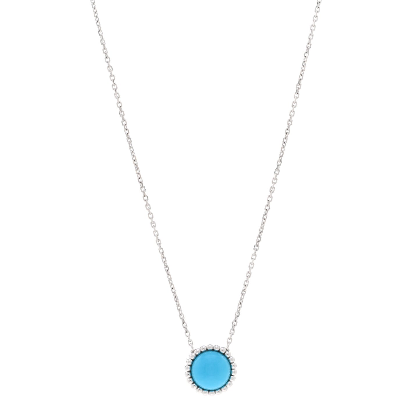 18K White Gold Turquoise Perlee Couleurs Pendant Necklace