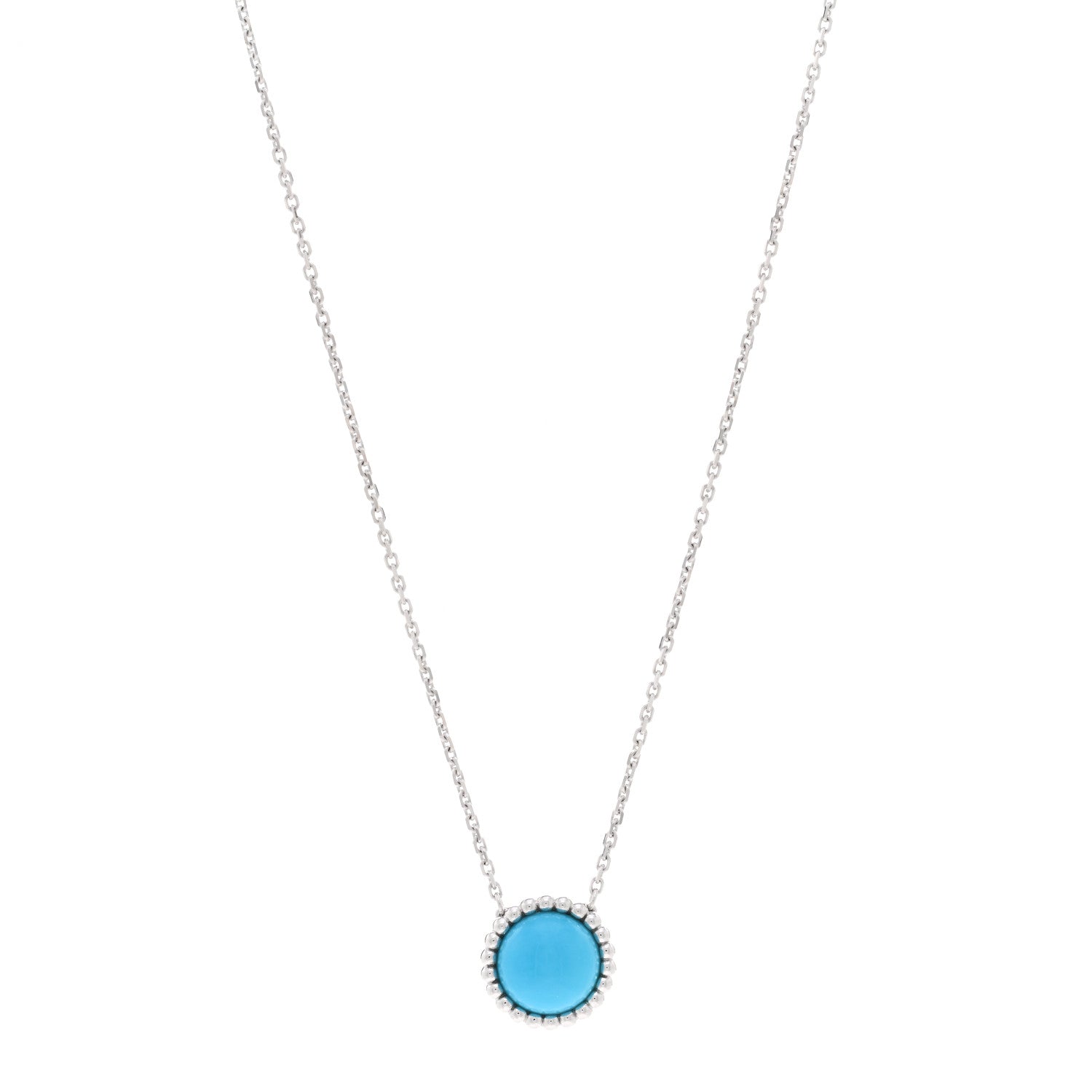 Van Cleef & Arpels 18K White Gold Turquoise Perlee Couleurs Pendant Necklace 1 of 6
