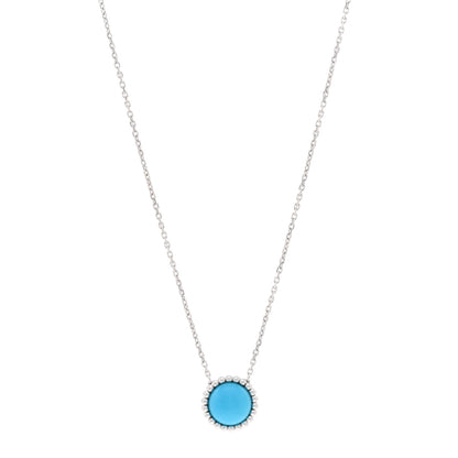 Van Cleef & Arpels 18K White Gold Turquoise Perlee Couleurs Pendant Necklace 1 of 6