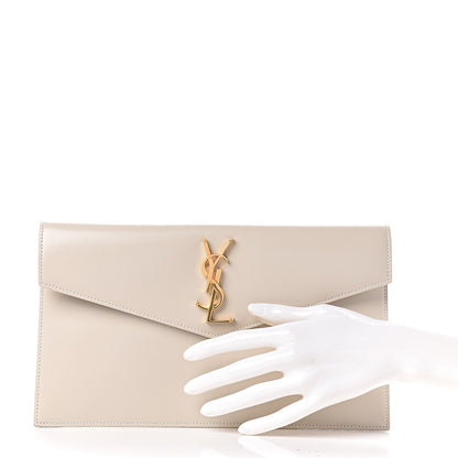 Saint Laurent Smooth Shiny Calfskin Medium Uptown Pouch Crema Soft 2 of 8
