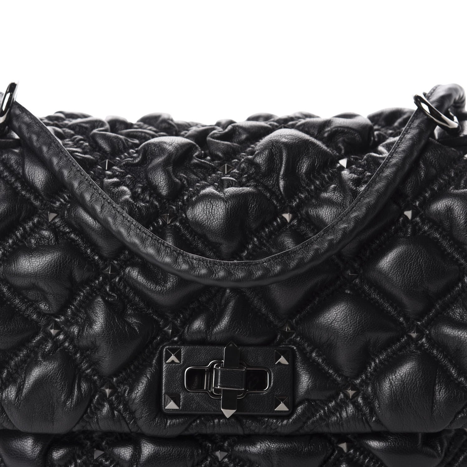 Valentino Garavani Nappa Medium Spikeme Shoulder Bag Black 9 of 9
