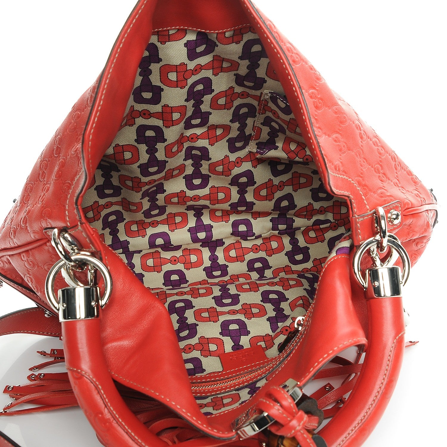 Gucci Guccissima Medium Indy Top Handle Hobo Red 6 of 8