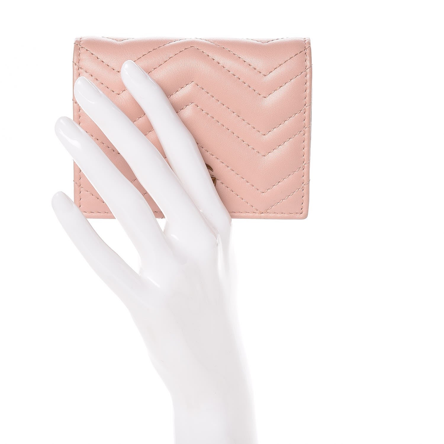 Gucci Calfskin Matelasse GG Marmont Card Case Wallet Perfect Pink 10 of 16