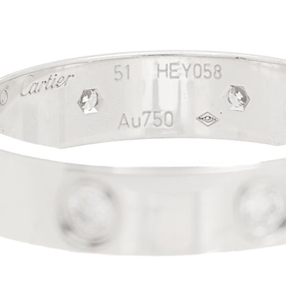 Cartier 18K White Gold 8 Diamond 4mm Wedding Band LOVE Ring 51 5.75 5 of 6