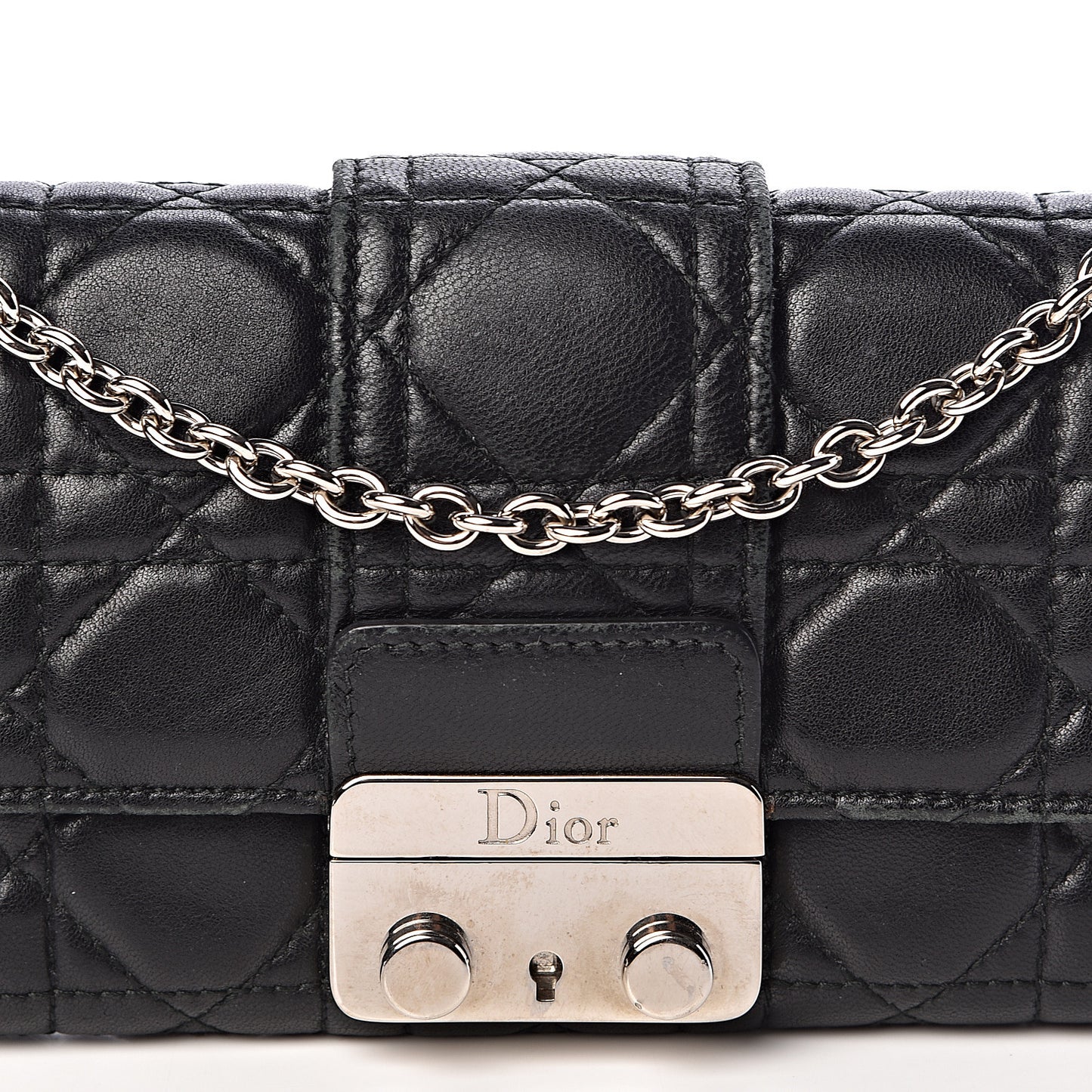 Lambskin Cannage Miss Dior Chain Wallet Black