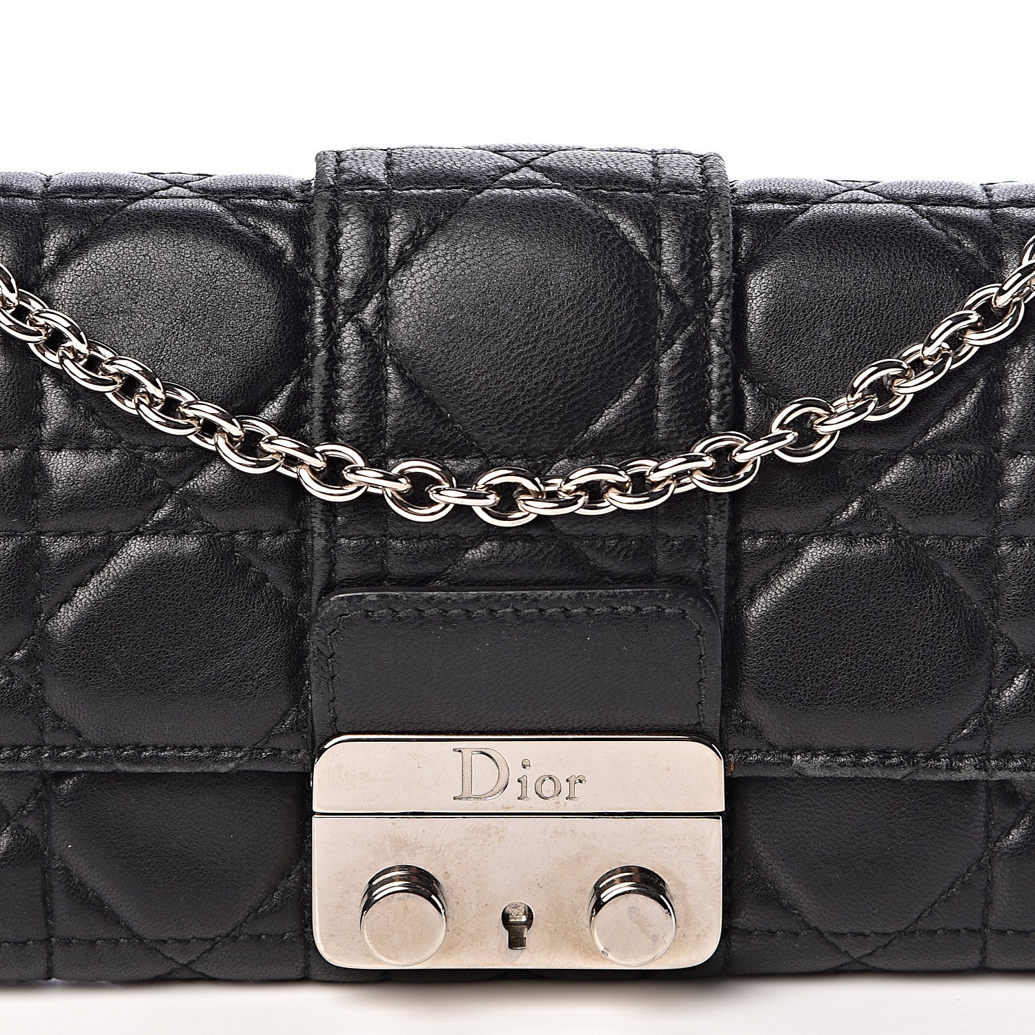 Christian Dior Lambskin Cannage Miss Dior Chain Wallet Black 8 of 8
