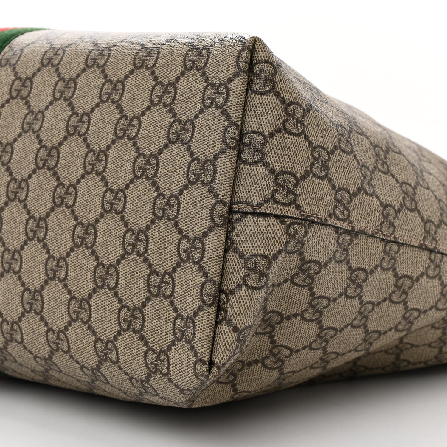 Gucci GG Supreme Monogram Textured Calfskin Web Medium Ophidia Shopping Tote Beige Ebony New Acero 10 of 12