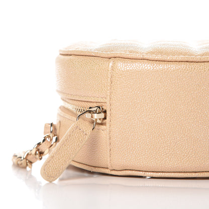Chanel Caviar Quilted Round Clutch With Chain Beige 5 of 10