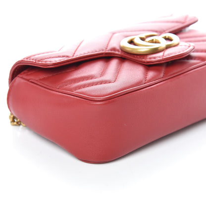 Gucci Calfskin Matelasse Super Mini GG Marmont Shoulder Bag Hibiscus Red 5 of 10