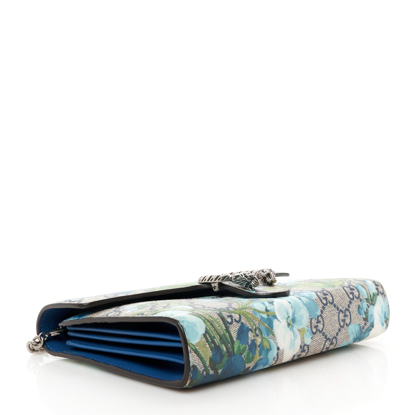 GG Supreme Monogram Blooms Mini Dionysus Chain Wallet Beige Blue Navy Vintage Blue
