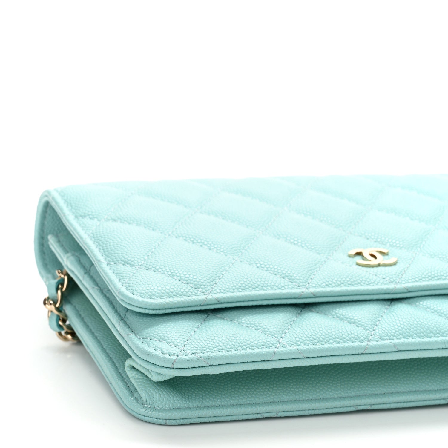 Chanel Caviar Quilted Wallet On Chain WOC Light Blue 9 of 11