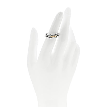 David Yurman Sterling Silver 18K Yellow Gold Cable Loop Ring 54 6.75 2 of 4