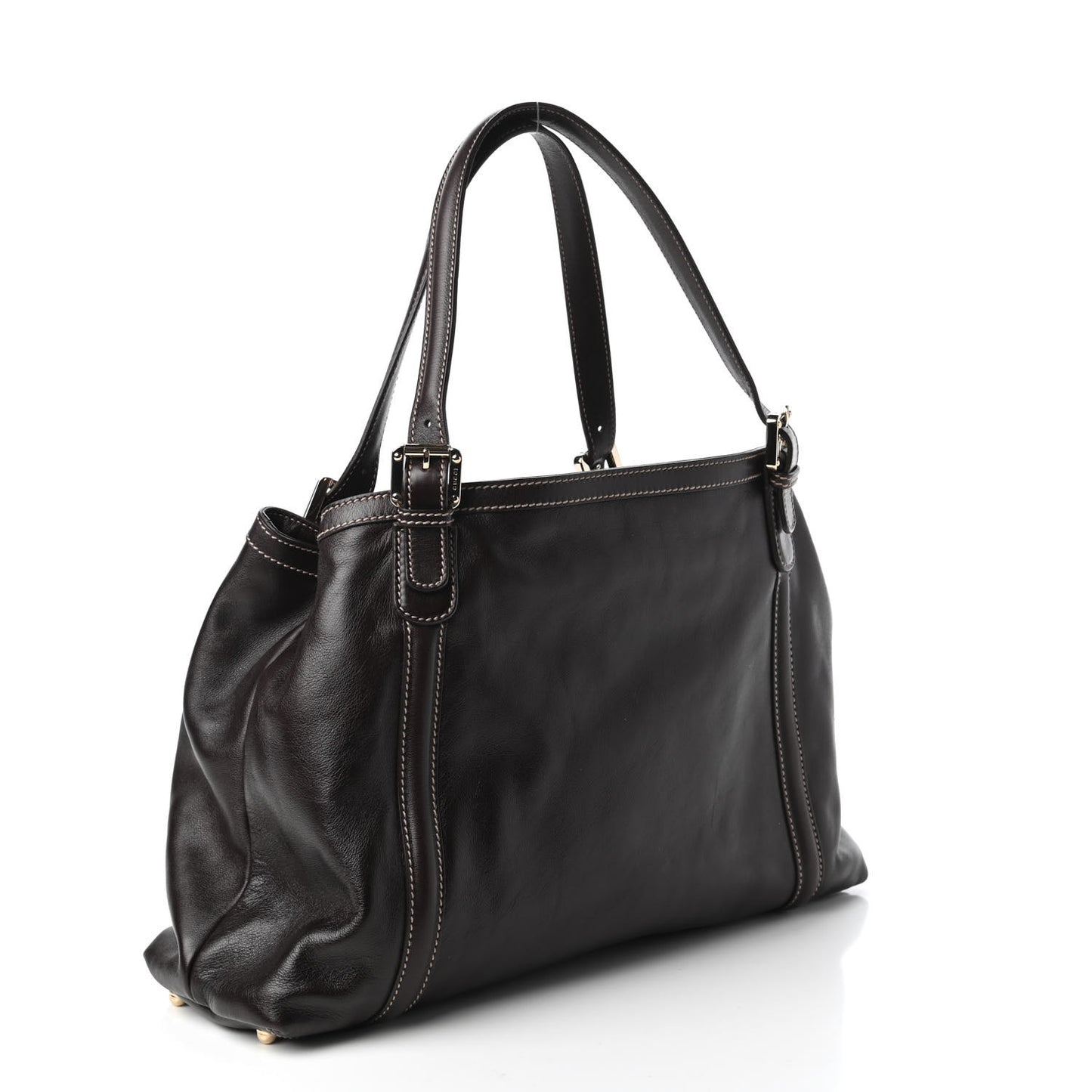 Calfskin Medium Britt Tote Dark Brown