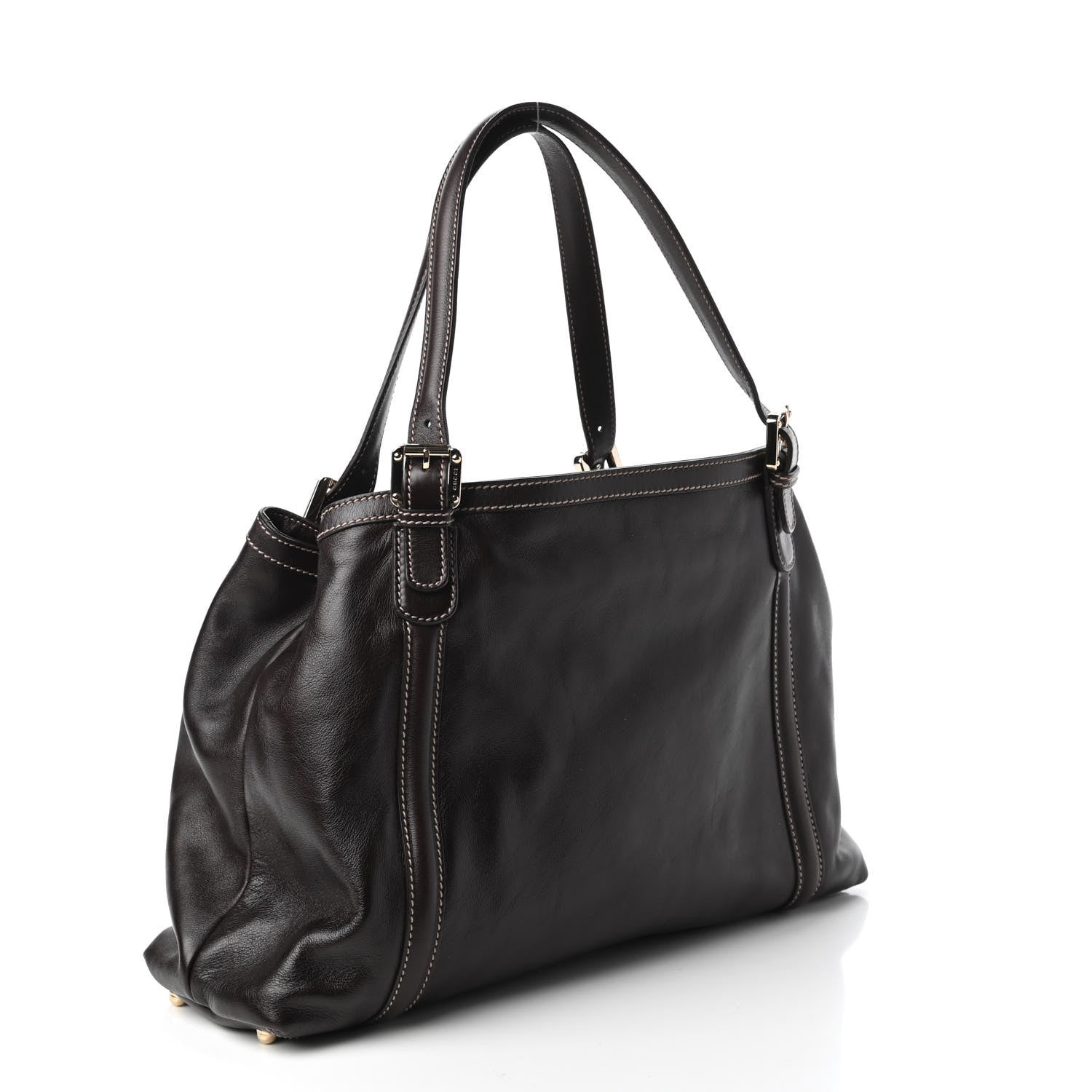 Gucci Calfskin Medium Britt Tote Dark Brown 3 of 11