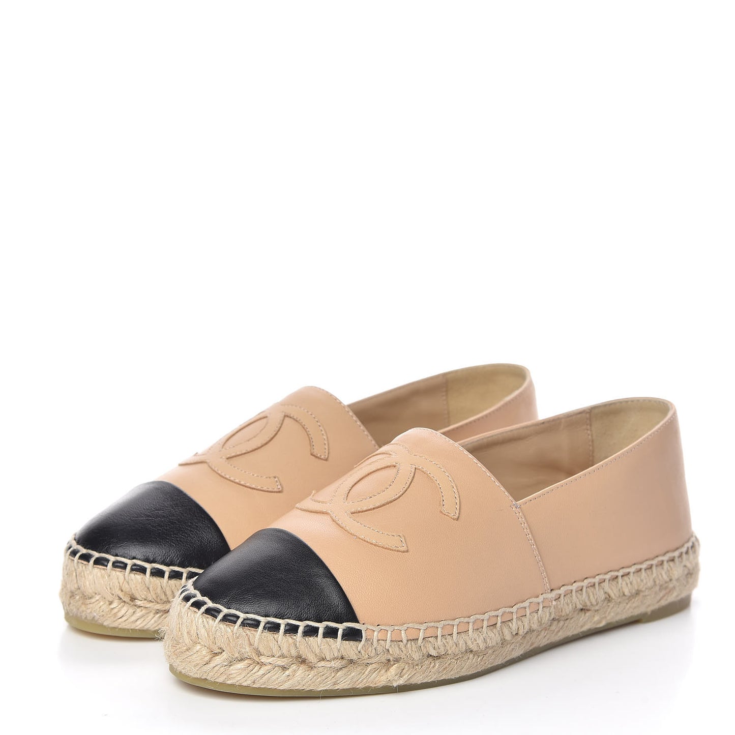 Lambskin CC Espadrilles 36 Beige Black