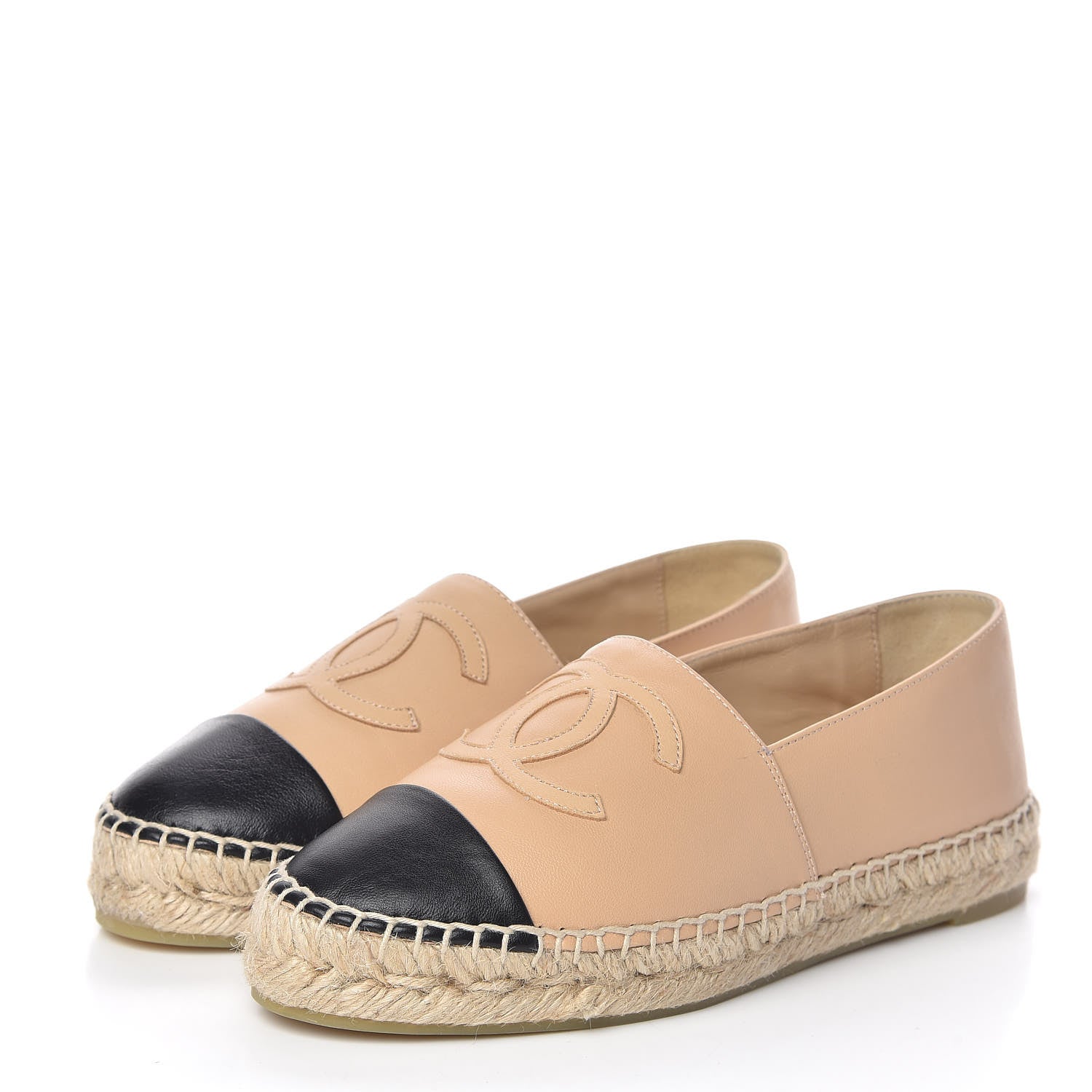 Chanel Lambskin CC Espadrilles 36 Beige Black 3 of 11