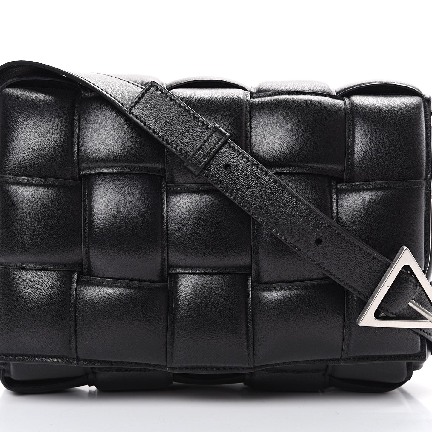 Nappa Maxi Intreccio Padded Cassette Crossbody Bag Black