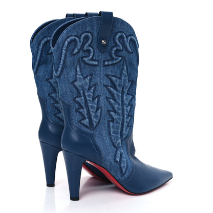 Christian Louboutin Nappa Denim Santiabooty 85 Boots 41 Blue 4 of 8