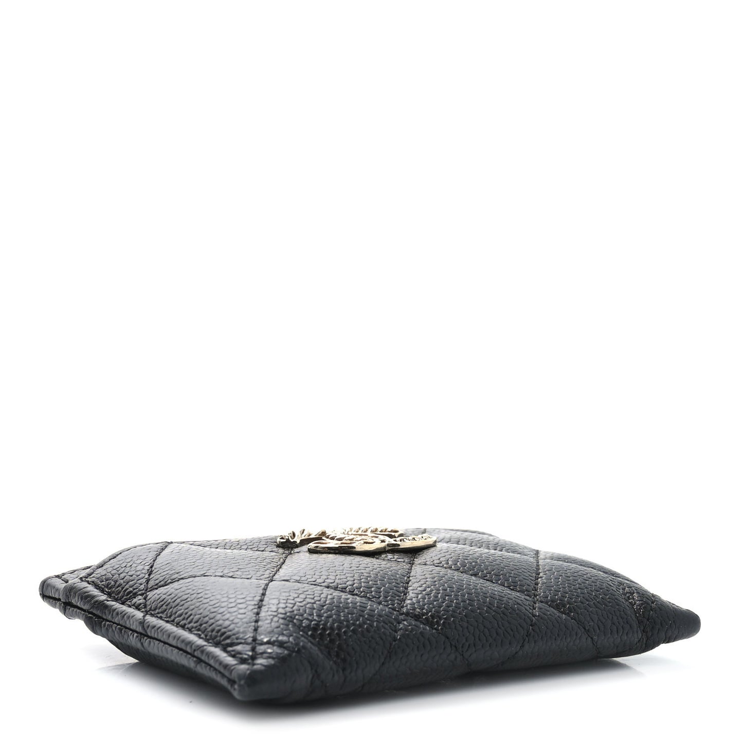 Caviar Quilted Multi Chain CC Card Holder Black