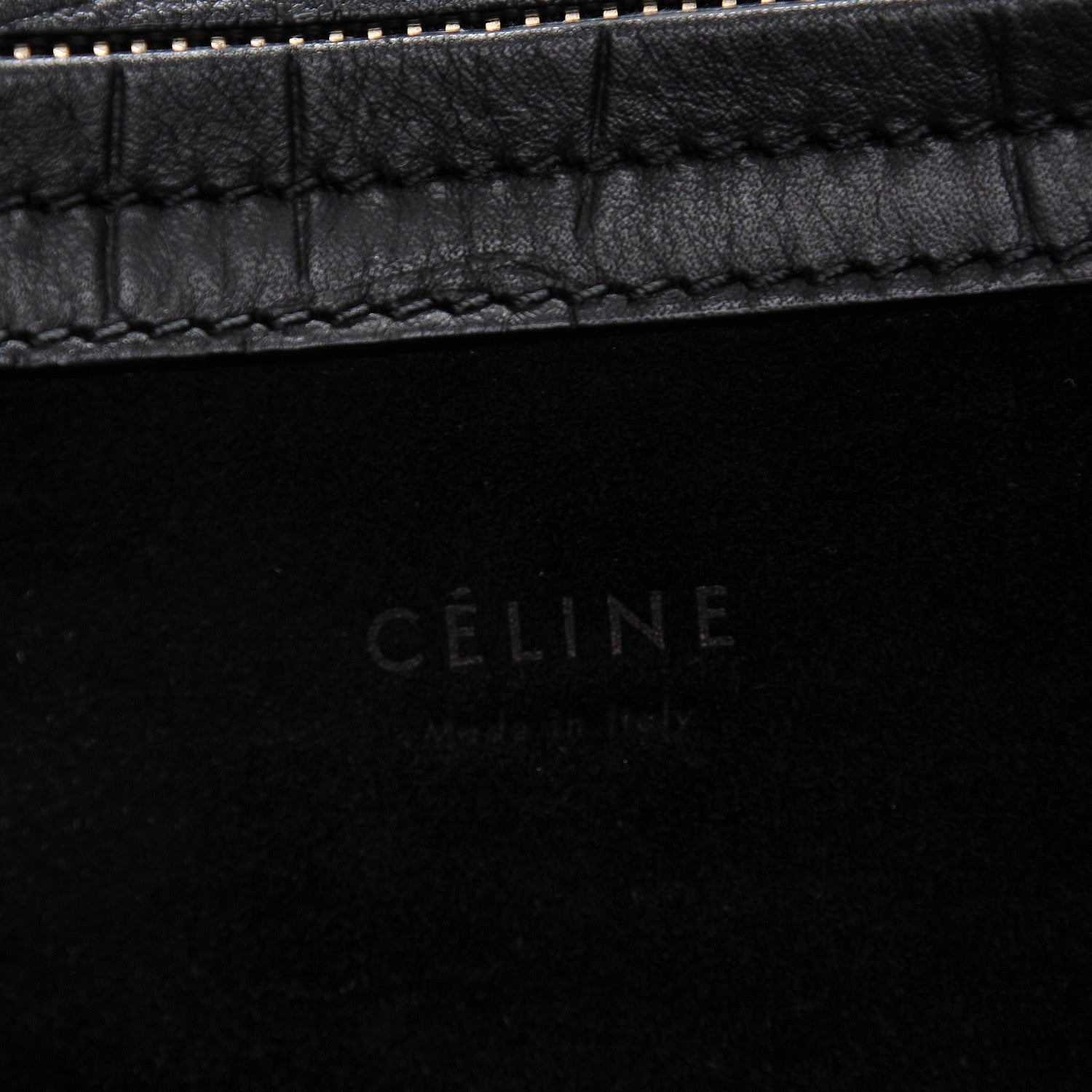 Celine Crocodile Embossed Calfskin Medium Phantom Luggage Black 7 of 7