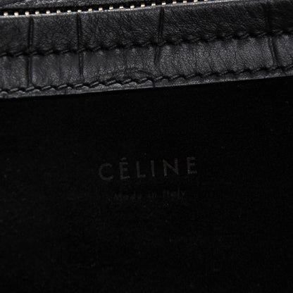 Celine Crocodile Embossed Calfskin Medium Phantom Luggage Black 7 of 7