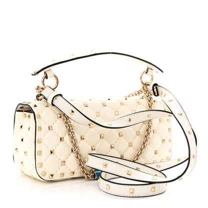 Valentino Garavani Calfskin Rockstud Spike Convertible Shoulder Bag Ivory 3 of 10